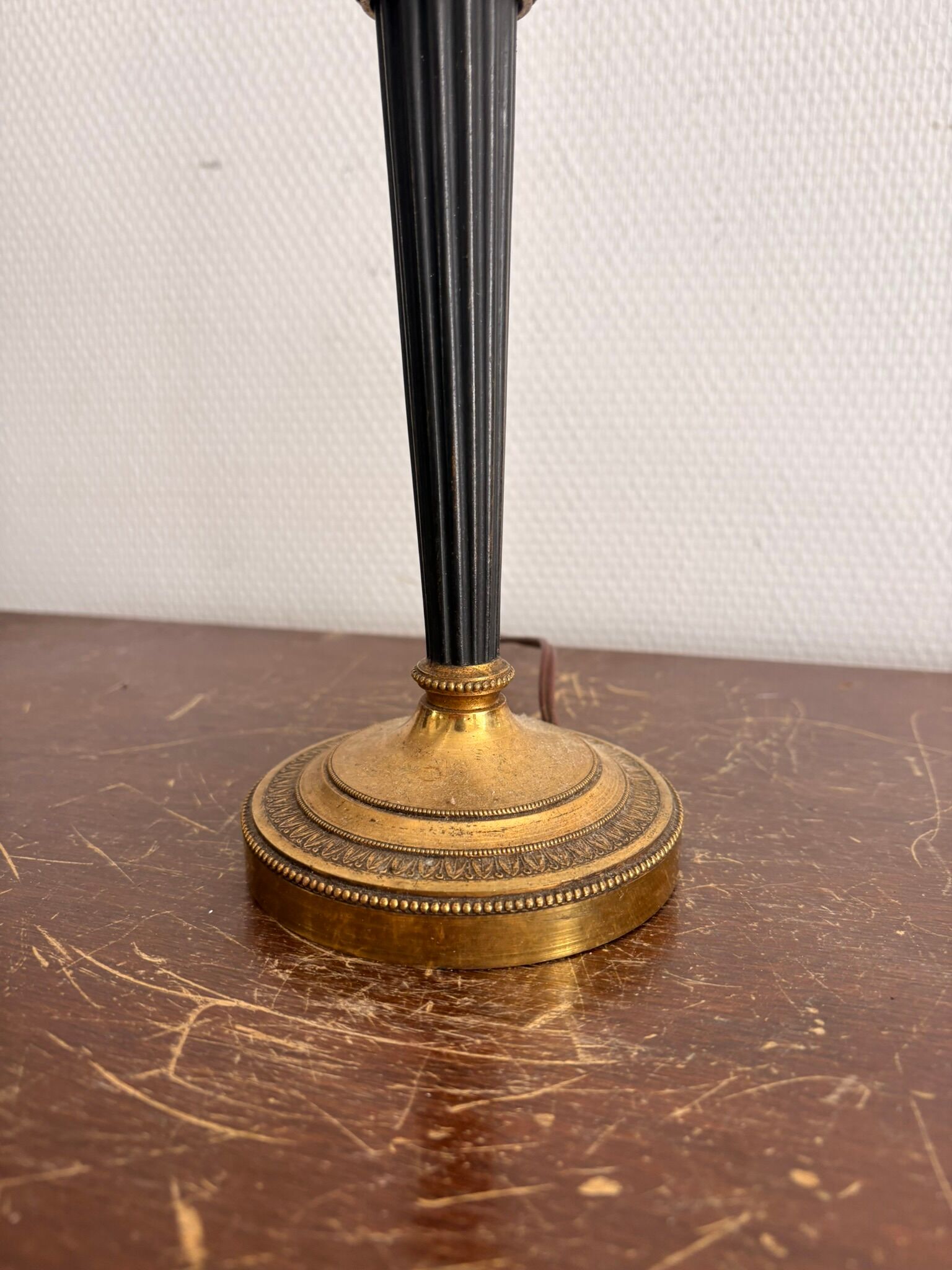 Antique Neo-Classical Column Candle Holder Brass Empire Lamp