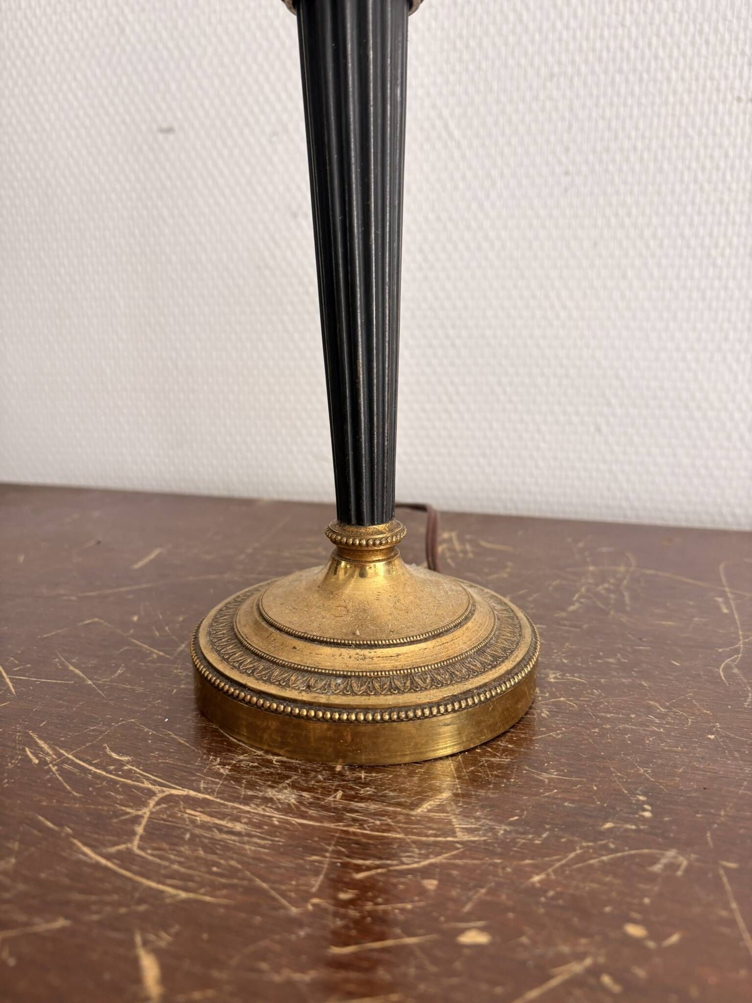 Antique Neo-Classical Column Candle Holder Brass Empire Lamp