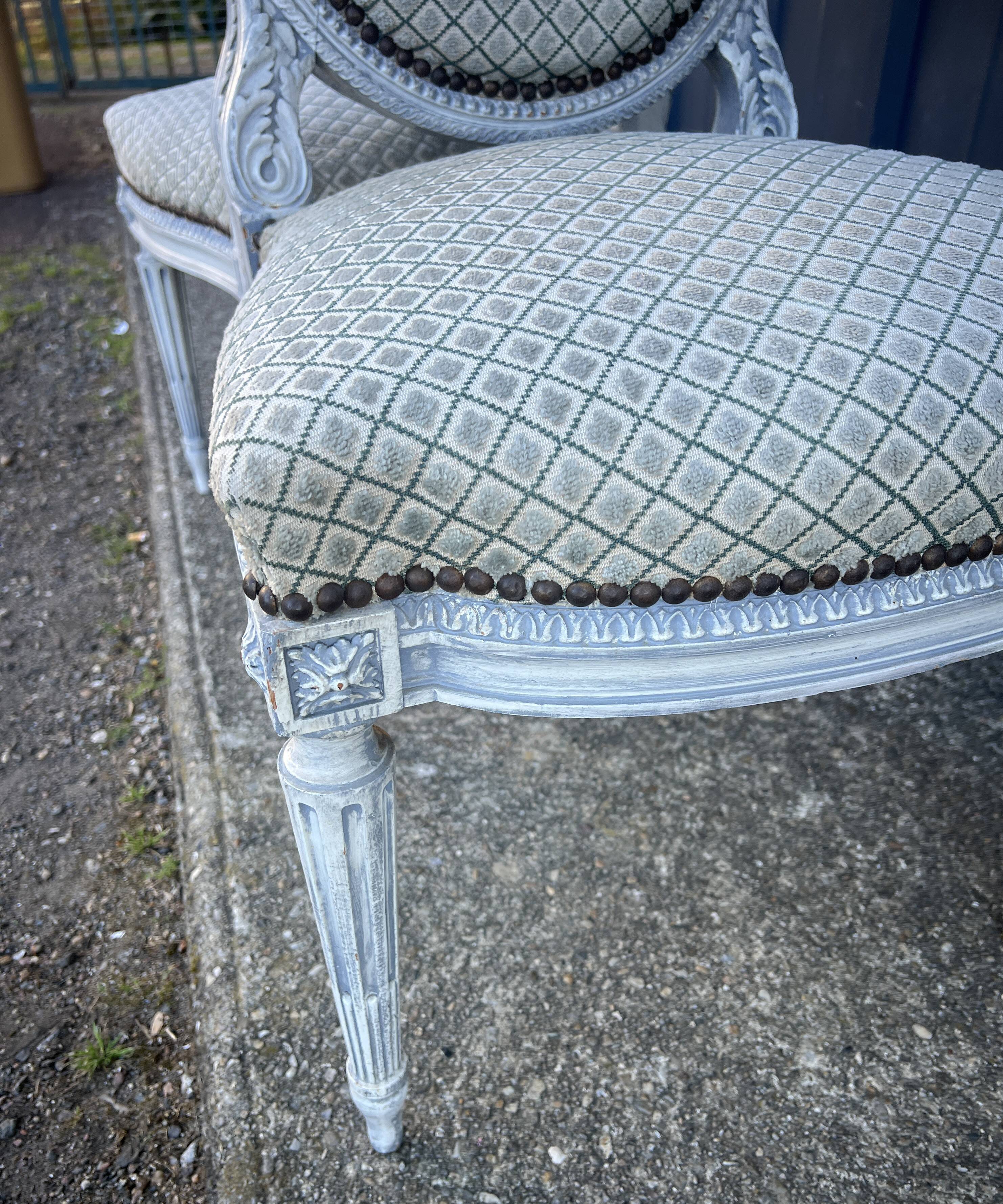 Pair of lacquered Louis XVI style chairs
