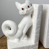 Pair of vintage stone cat bookends