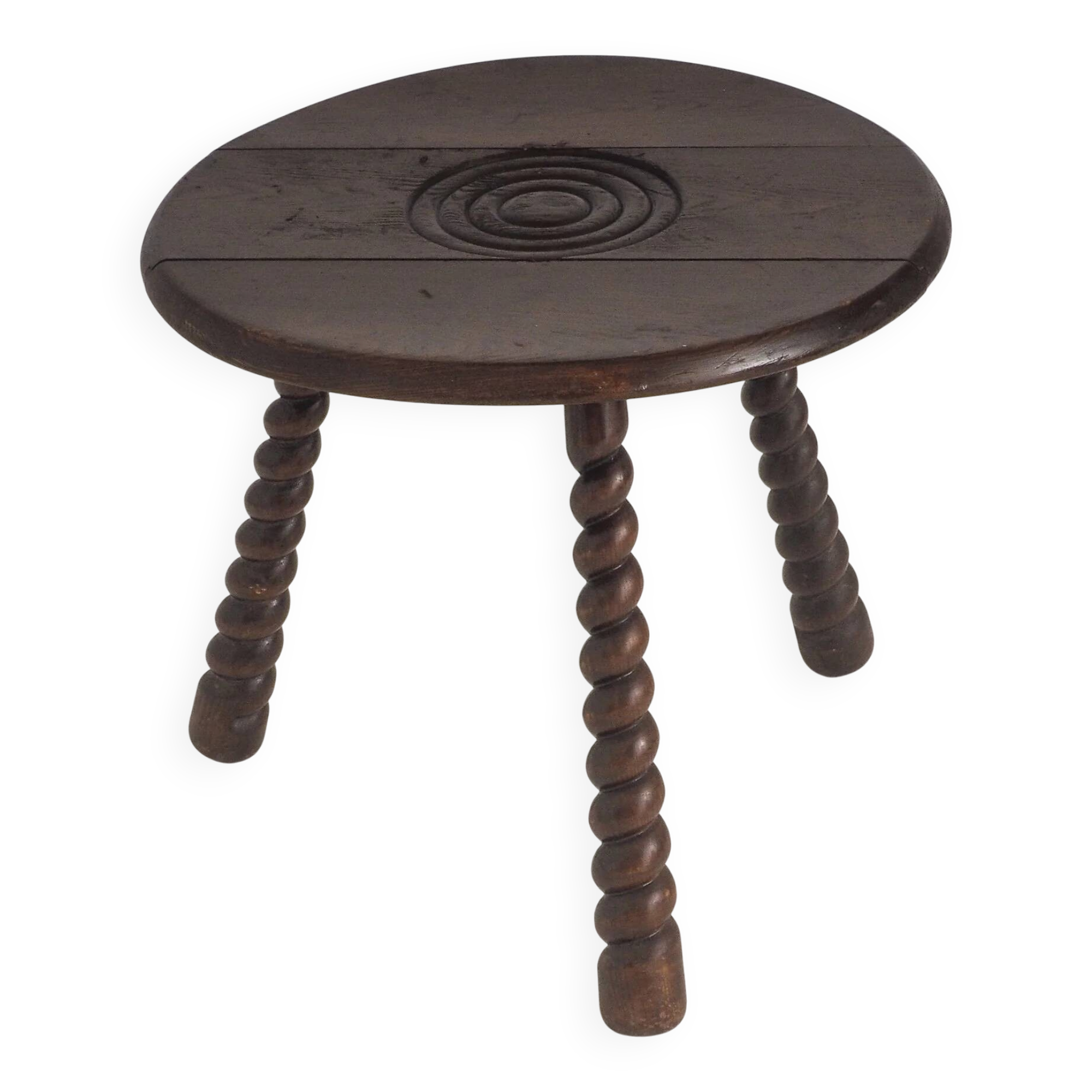 French oak tripod side table attributed to Charles Dudouyt