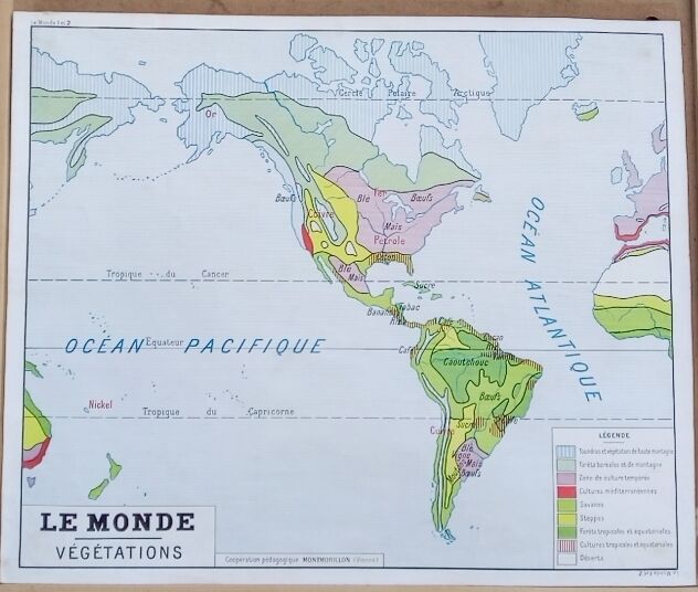 School poster wall map rossignol montmorillon le monde vegetation 1-2