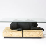 Panther coffee table on stone base and glass tablet