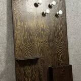 Vintage coat rack circa 1950 in grained Macassar wood