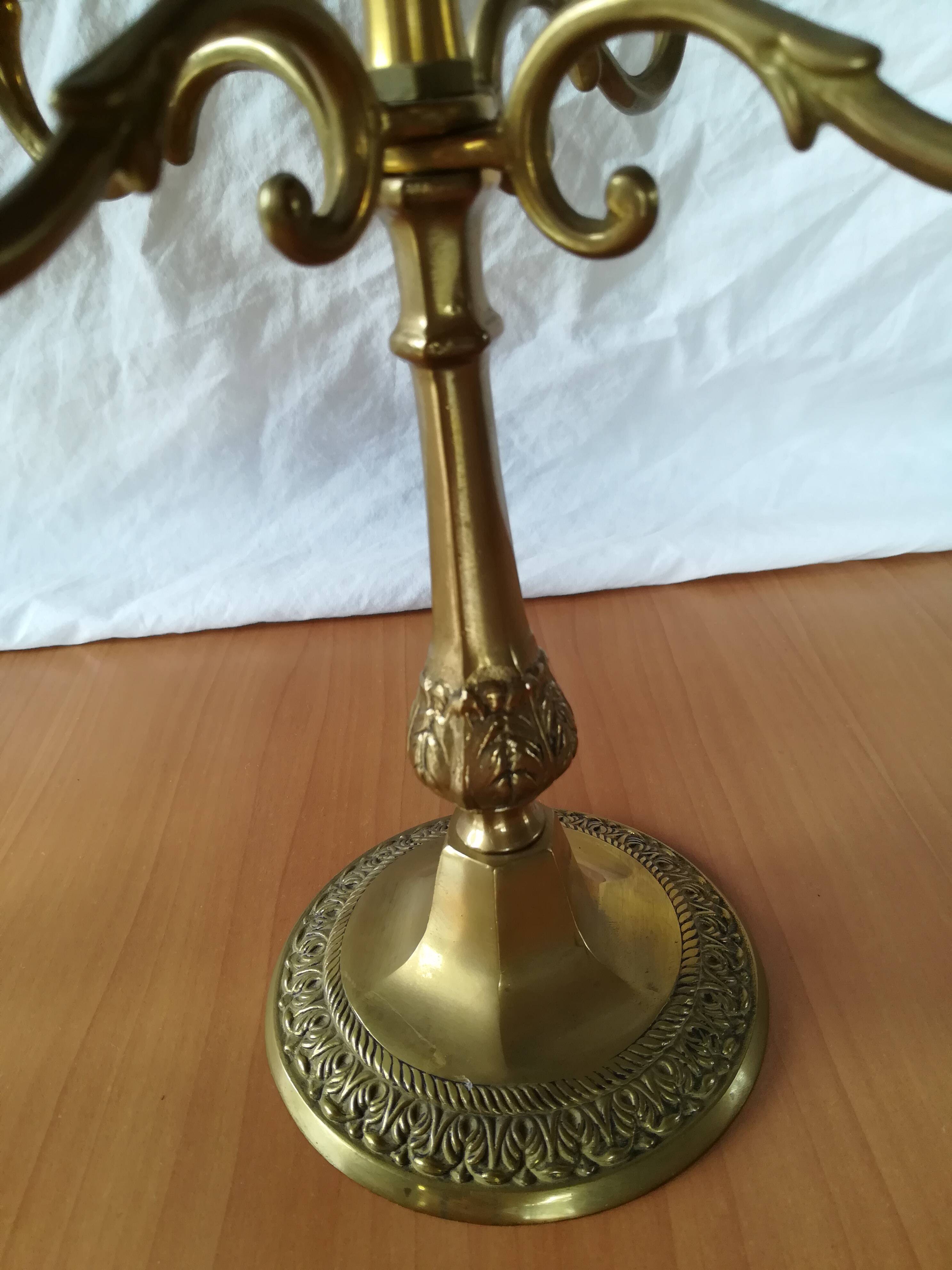 Pair of 5-light brass candelabra candlesticks, 20th century