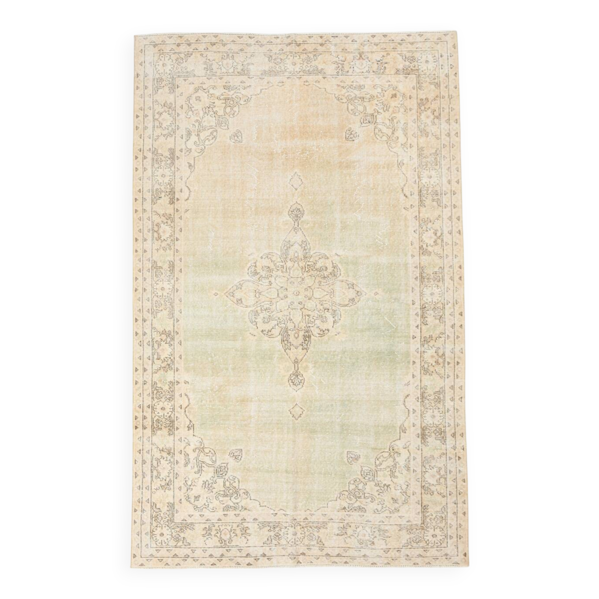 5x9 Light Green Classic Turkish Vintage Rug, 168x270Cm