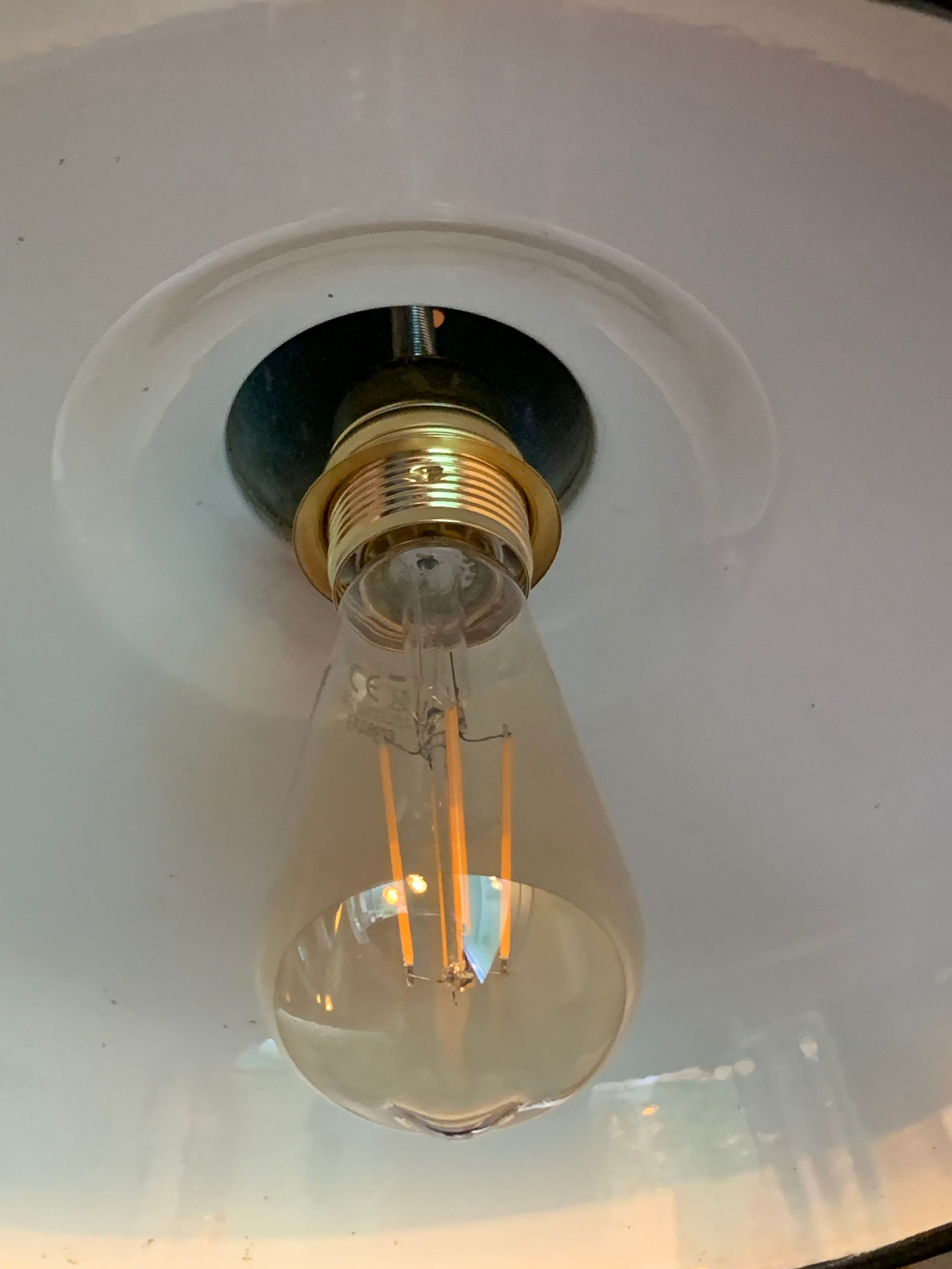 Pair of 40s enamelled XL industrial suspensions