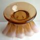 Art deco vase shape curved fan brown glass and pink opaline