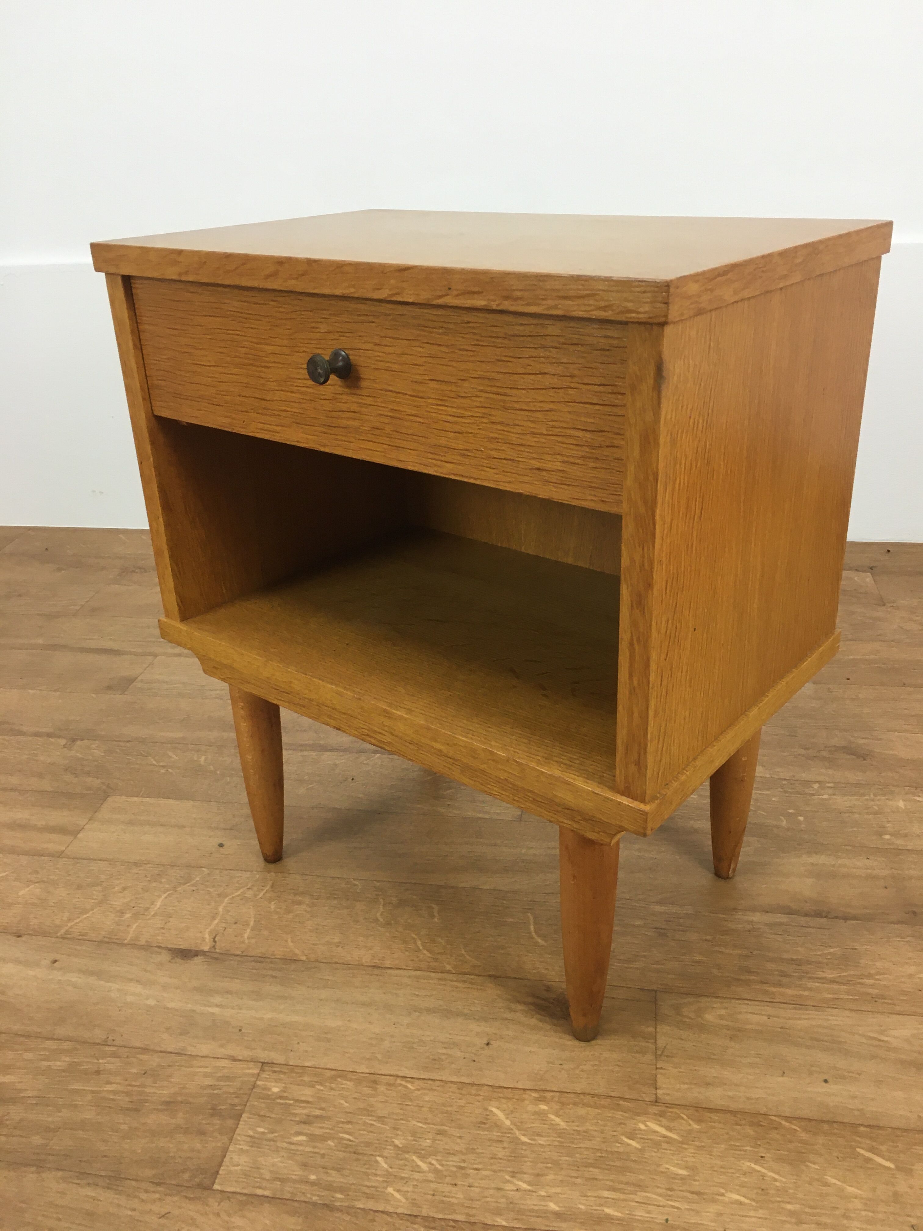 Scandinavian bedside vintage blond wood 1 drawer