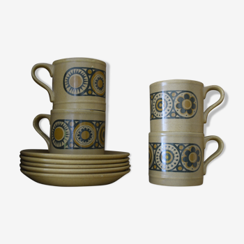 Set of 4 cups and their saucers Kiln Craft, Bacchus