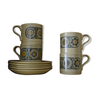 Lot de 4 tasses  et leur soucoupes Kiln Craft, Bacchus