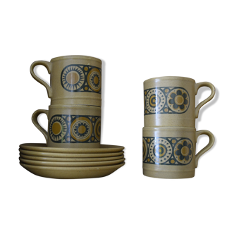 Set of 4 cups and their saucers Kiln Craft, Bacchus