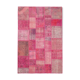 Handmade anatolian vintage 200 cm x 302 cm pink patchwork rug