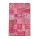 Handmade anatolian vintage 200 cm x 302 cm pink patchwork rug