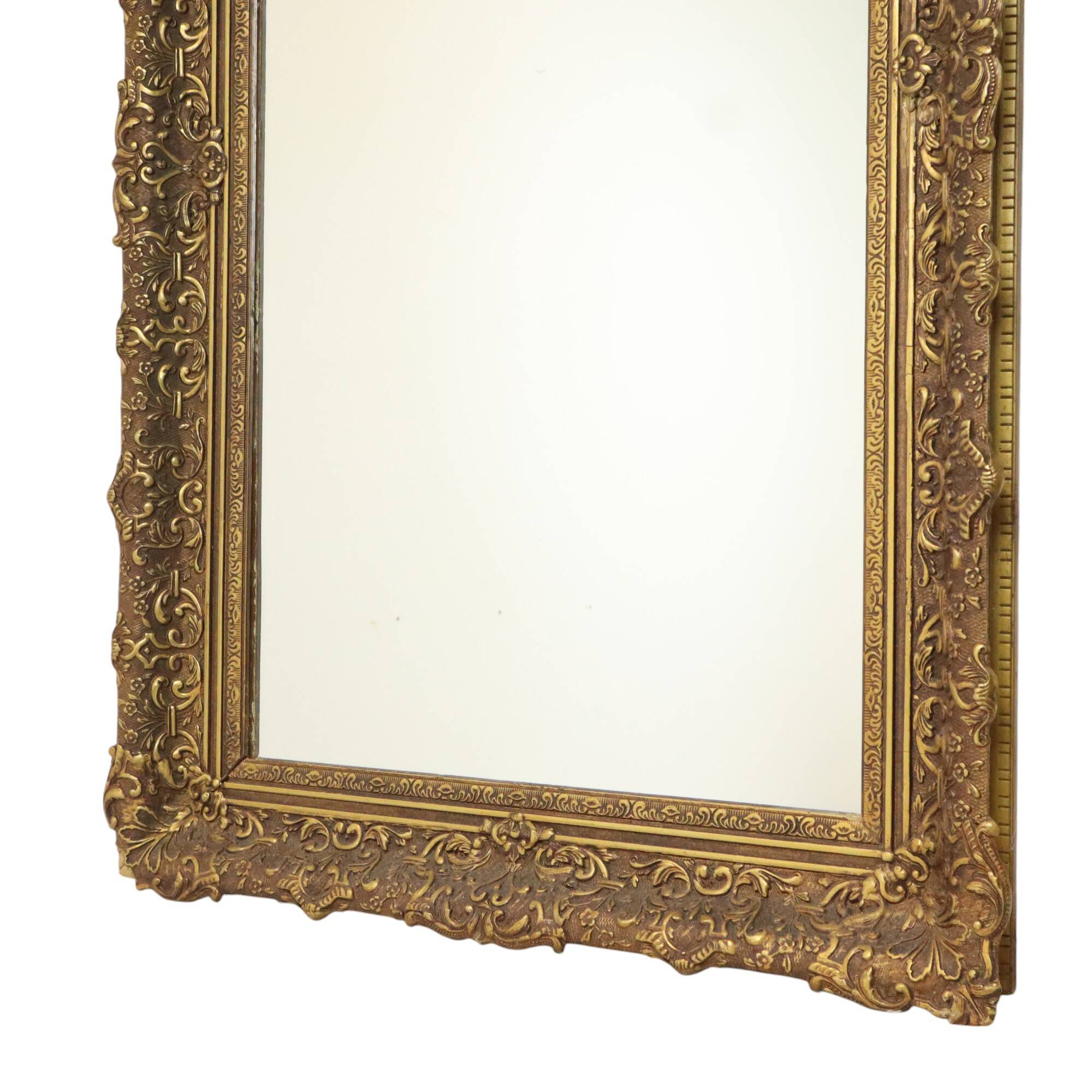Large Gold Baroque Style Mirror Gilded Frame Acanthus Flowers 110cm