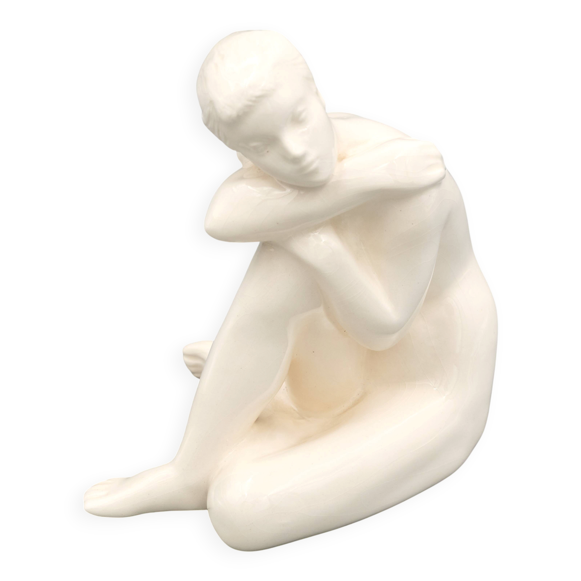 Ceramic Woman Figure, Jihokera Bechyně, 1960s Czechoslovakia