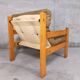 Vintage heater armchair in pine and leather 70s