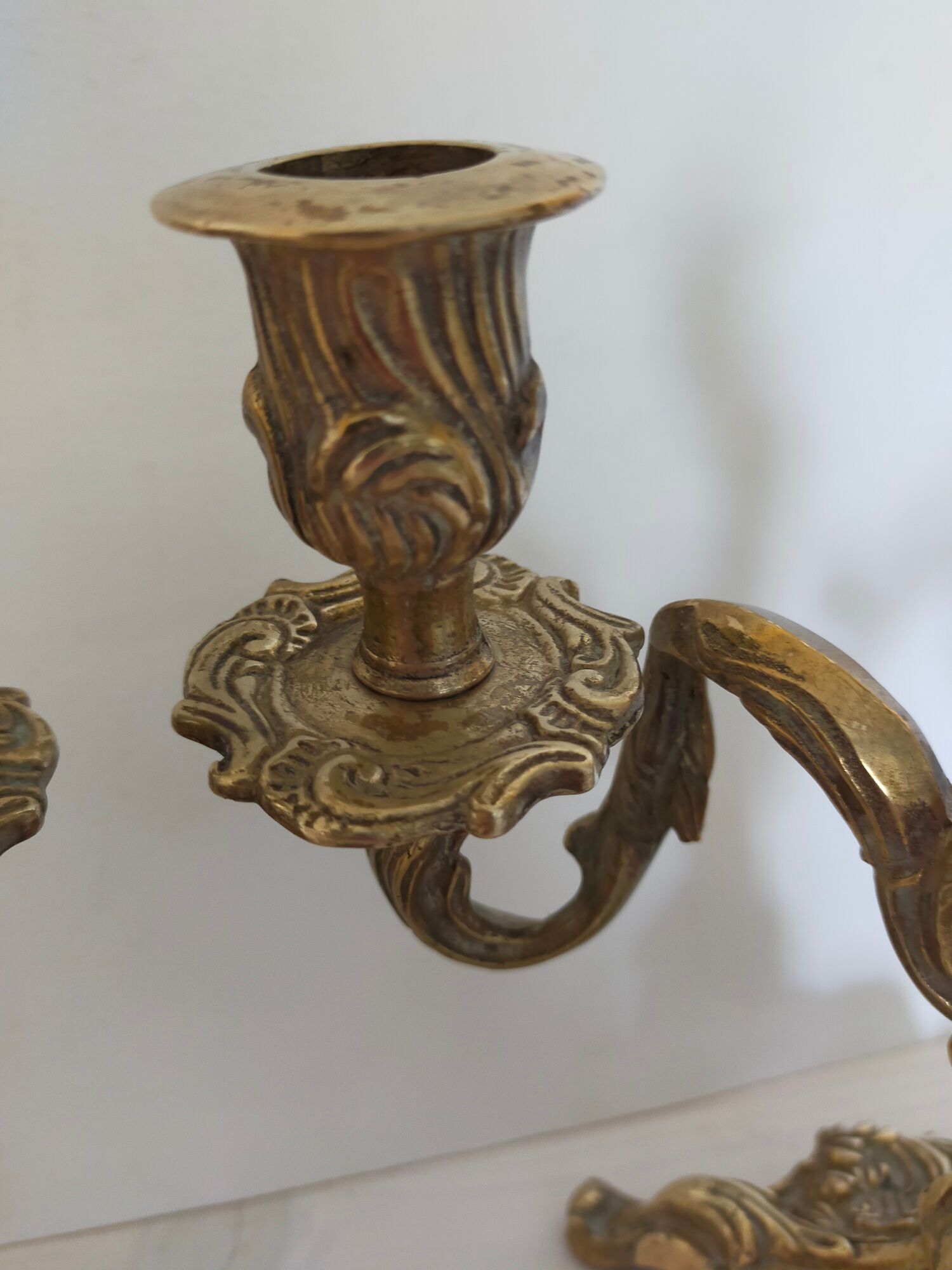 Pair of vintage brass 2-candle candelabra candlesticks