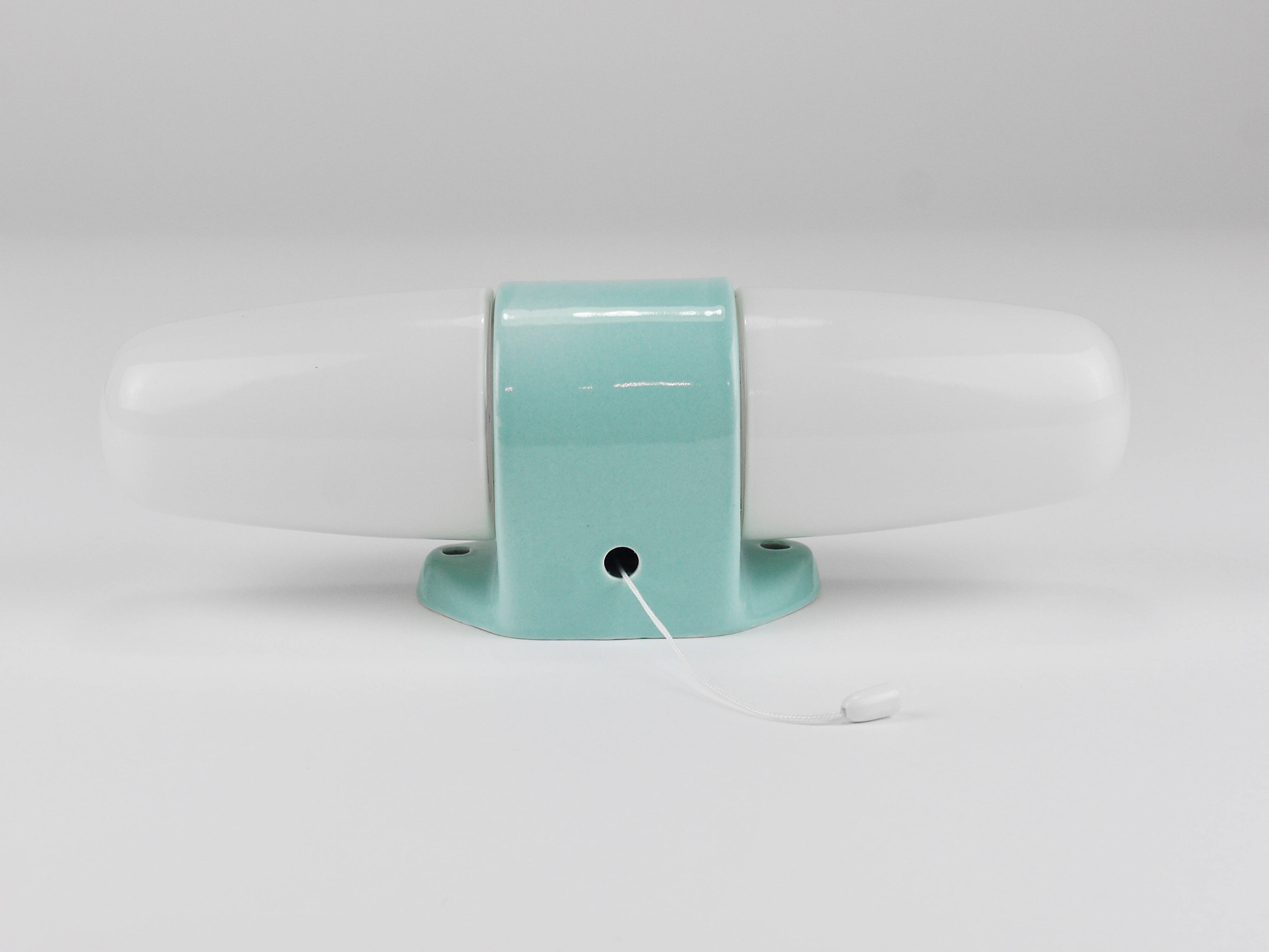 Wilhelm Wagenfeld Bauhaus Turquoise Double Sconce Wall Light, Germany, 1950