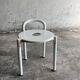 White molded plastic Kartell stool with metal legs — Anna Castelli Ferrieri, 1970s
