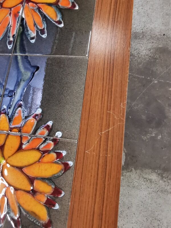 Table basse teck et carrelage Dhalia