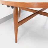 Large round vintage Scandinavian coffee table Smorrebrod by Arne Vodder, extendable into a dining table