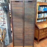 Old double curtained oak filing cabinet, 196×87cms H