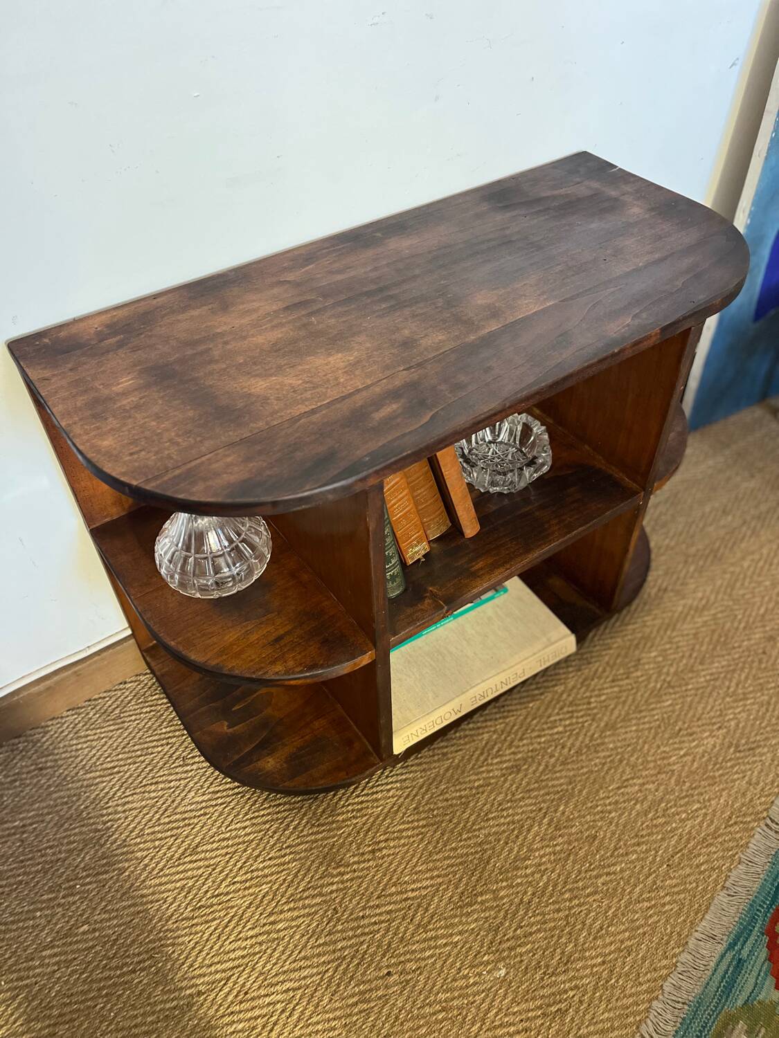 TV cabinet in a row with art deco wooden shelf