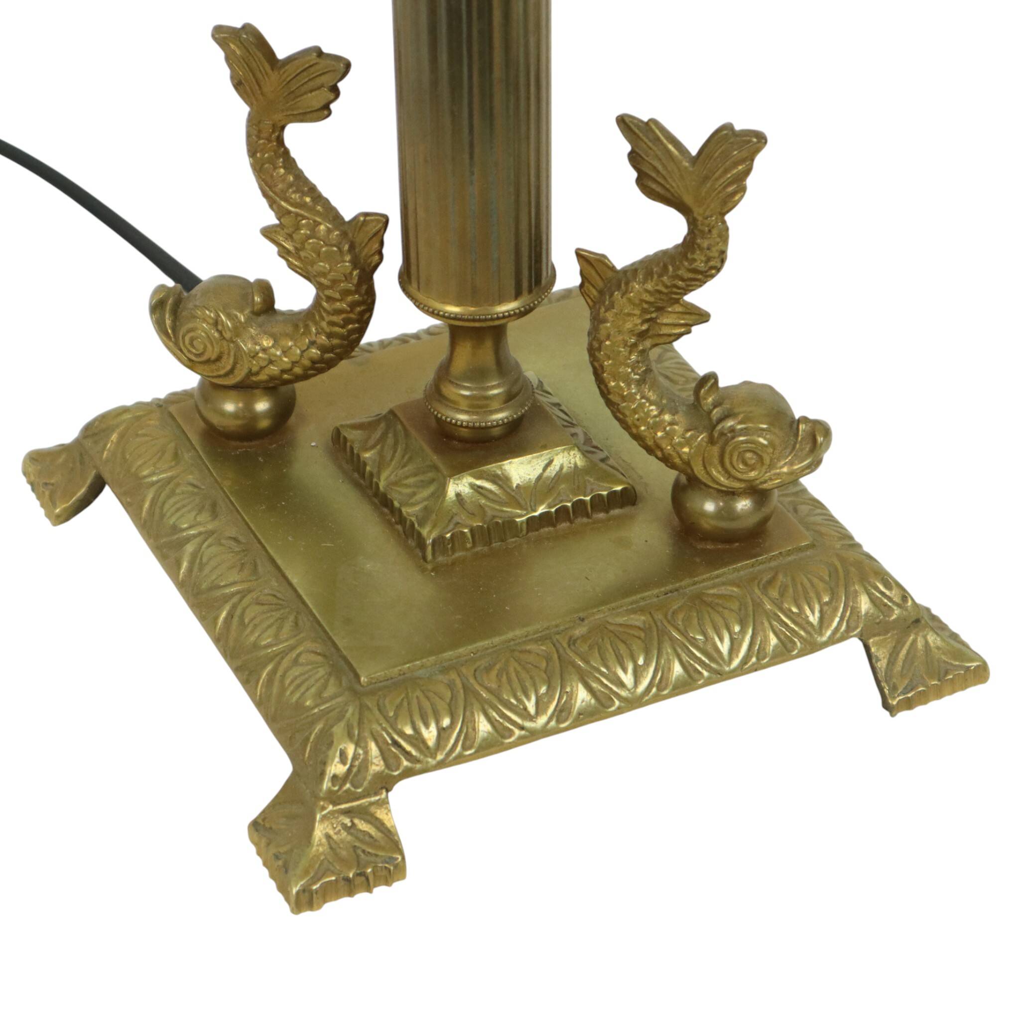 Vintage Brass Table Lamp Mythical Dolphin 41cm