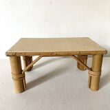 Vintage rattan low stool, 60s