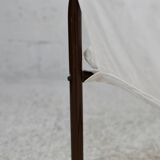 Tubular armchair, fabric suspended seat. Circa 1970