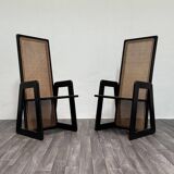 High-Backed Chairs in Lacquered Vienna Straw, 1970s, Set of 2