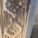 2 lampes de chevet boule bois massif et abat jour tressé blanc 28x11