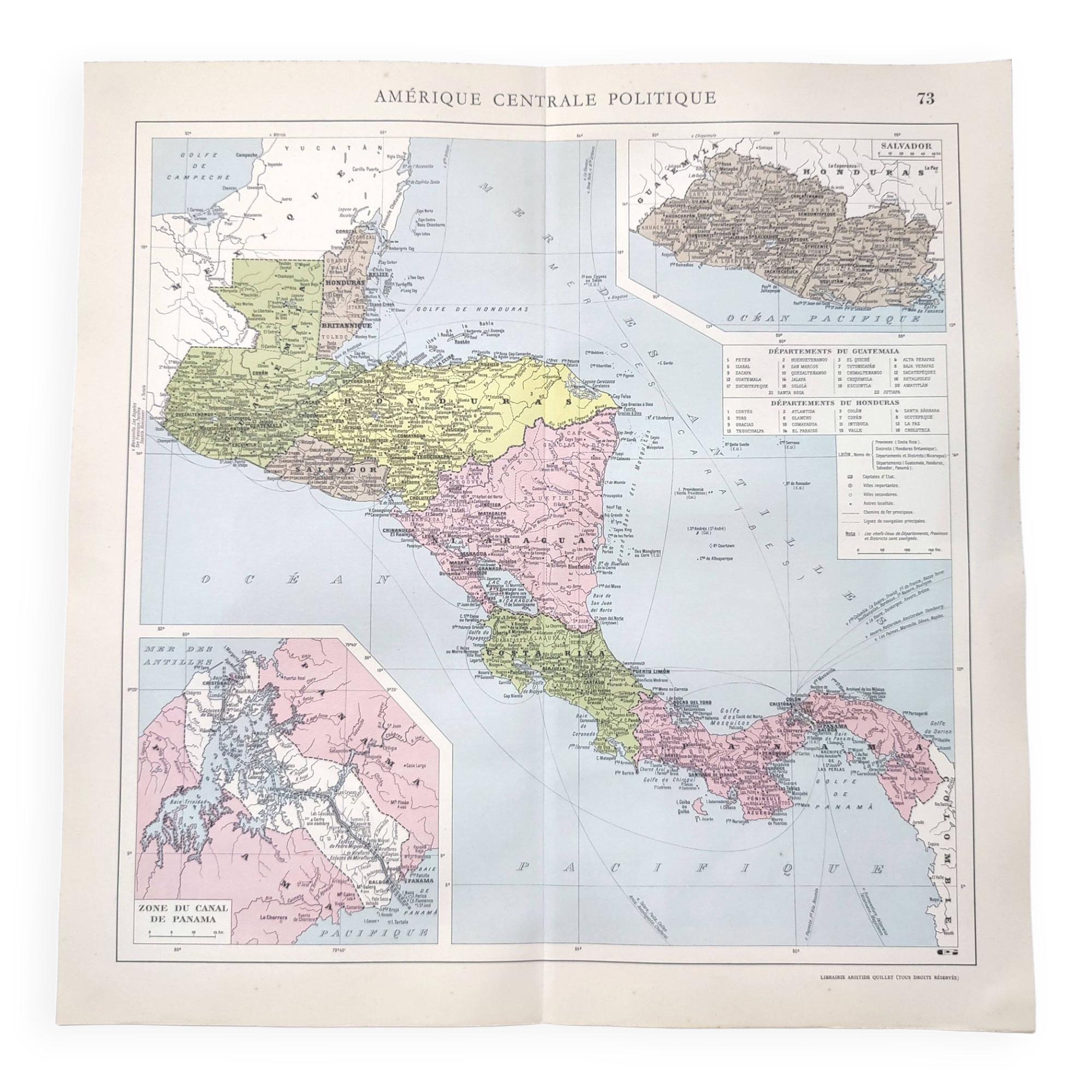 Vintage Central America map from 1950