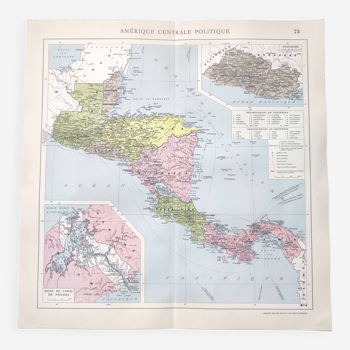 Vintage Central America map from 1950