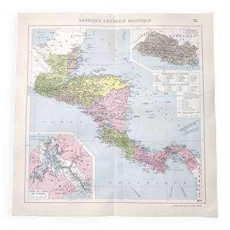 Vintage Central America map from 1950