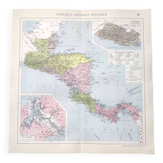 Carte Amérique Centrale vintage de 1950