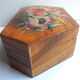 Art Deco jewellery box painted olive wood from Mimosa and Anémones, NICE