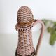 Pink and black scoubidou bottle, vintage, years 60