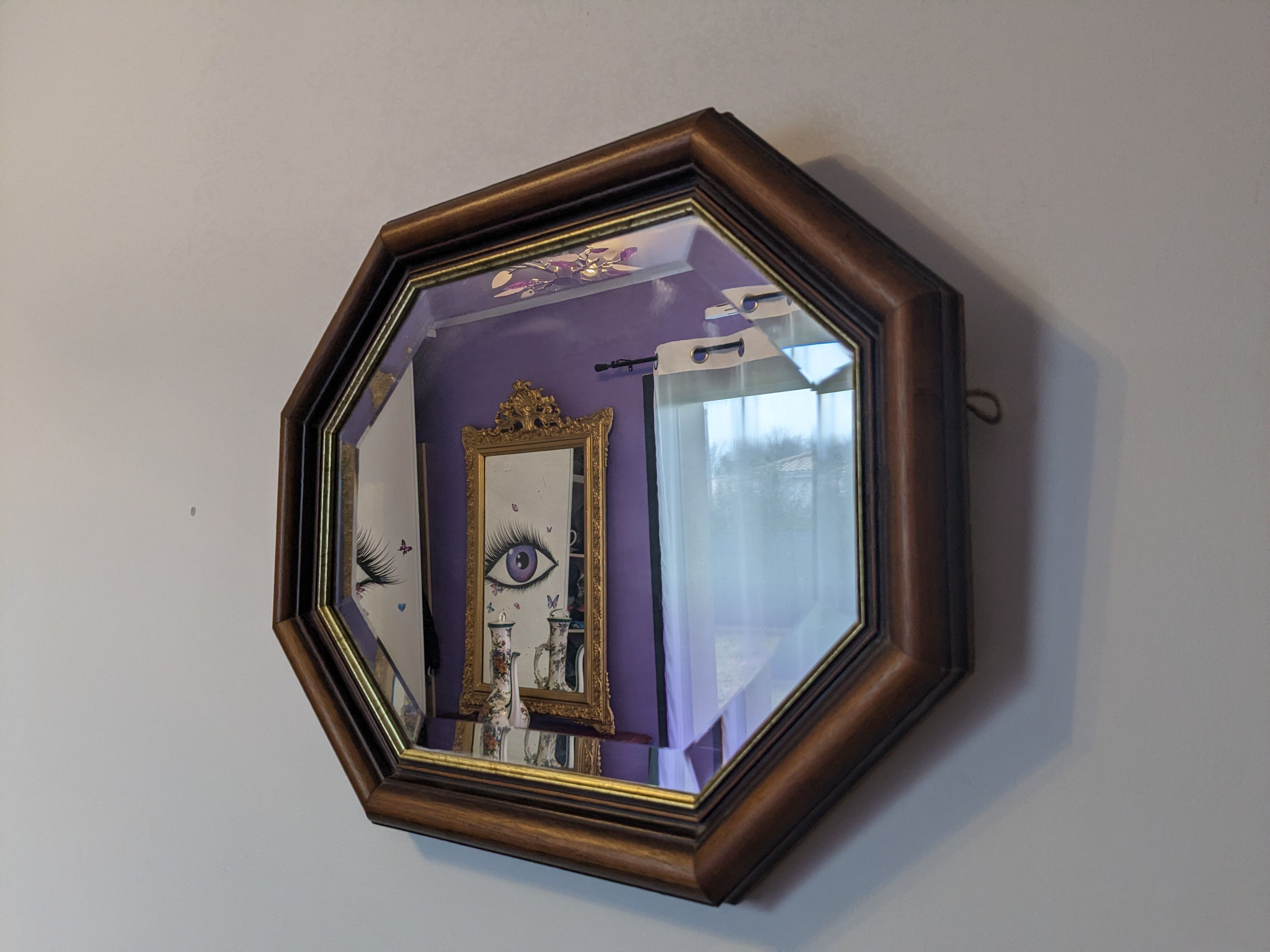 Miroir octogonal biseauté vintage 48 x 38 cm
