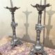 large pair of silvered bronze candlesticks from the 19th century