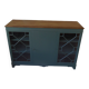 English sideboard, shallow, smoky green, wooden top.