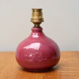Pink ceramic lamp, herbarium-style lampshade, 70s