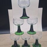 Set of 6 engraved Roemer wine glasses
