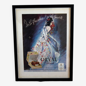 Affiche parfum Orval de Molinard 1940 publicité ancienne