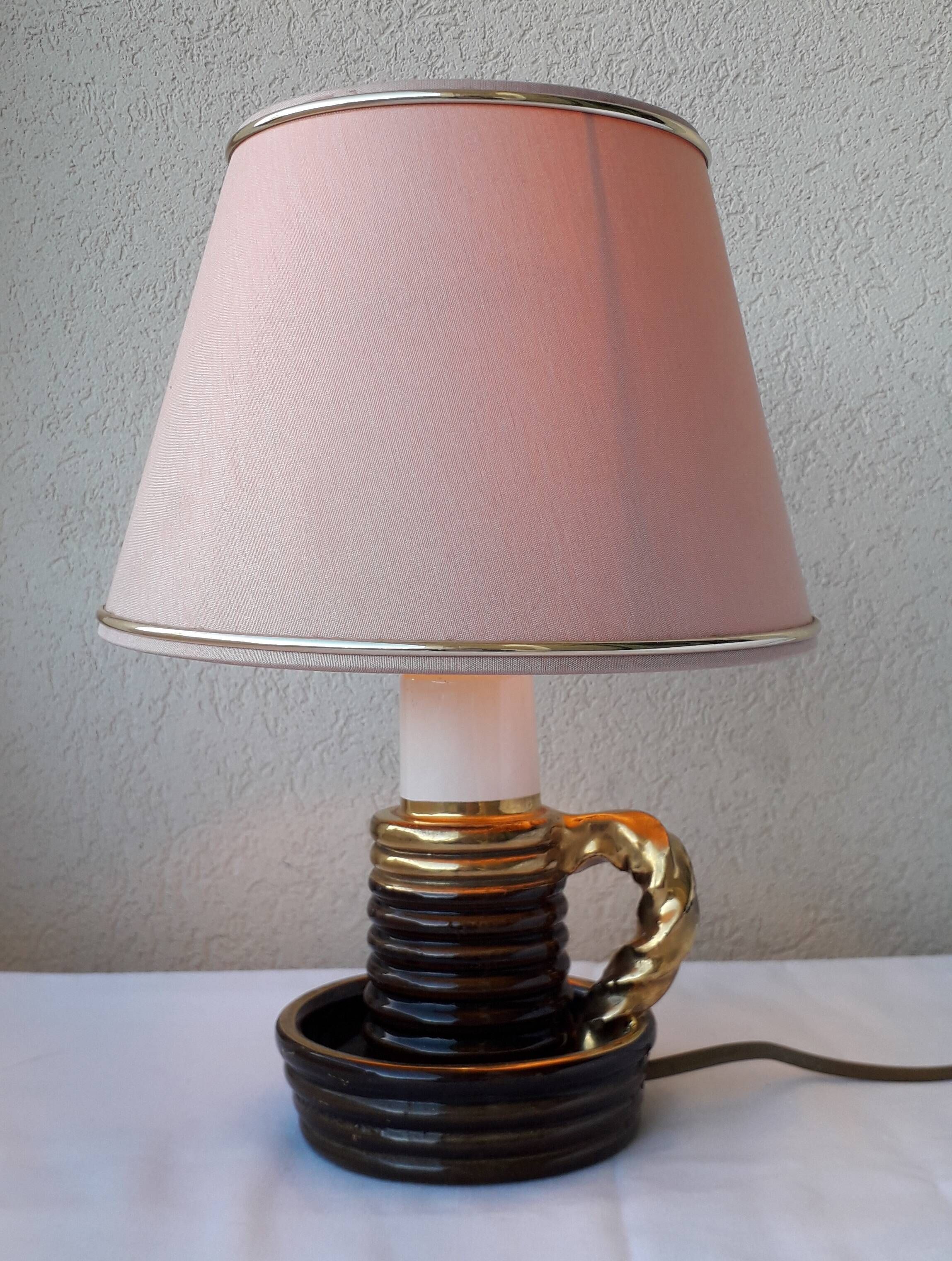Pied de lampe en céramique forme bougeoir