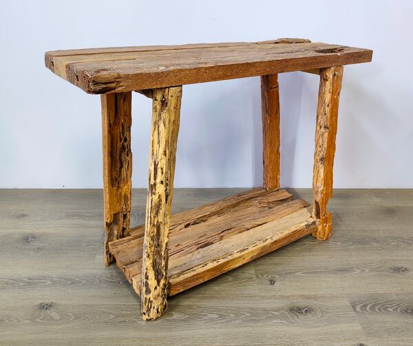 Petite console en bois brut ancien