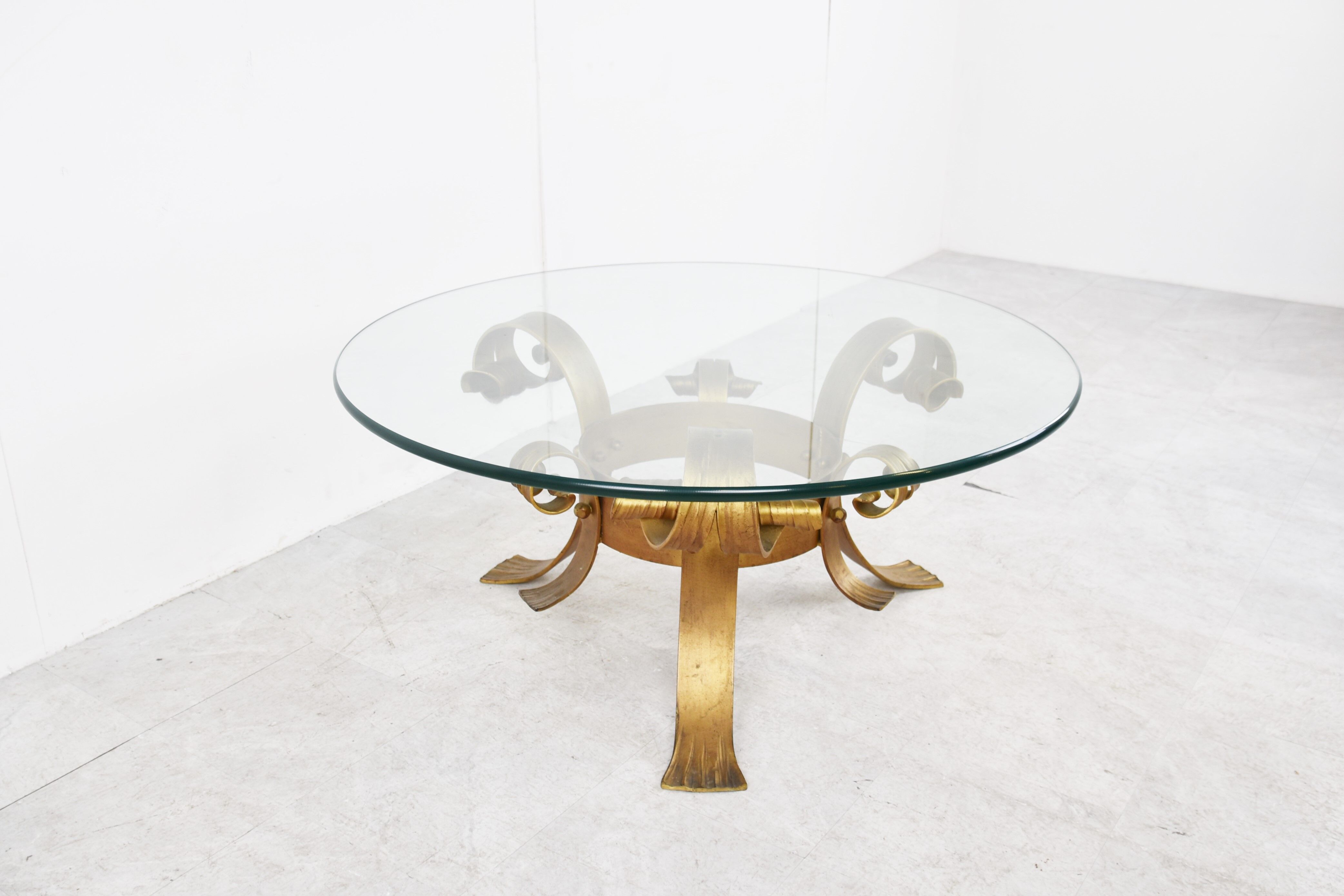 Gilt metal brutalist coffee table, 1960s