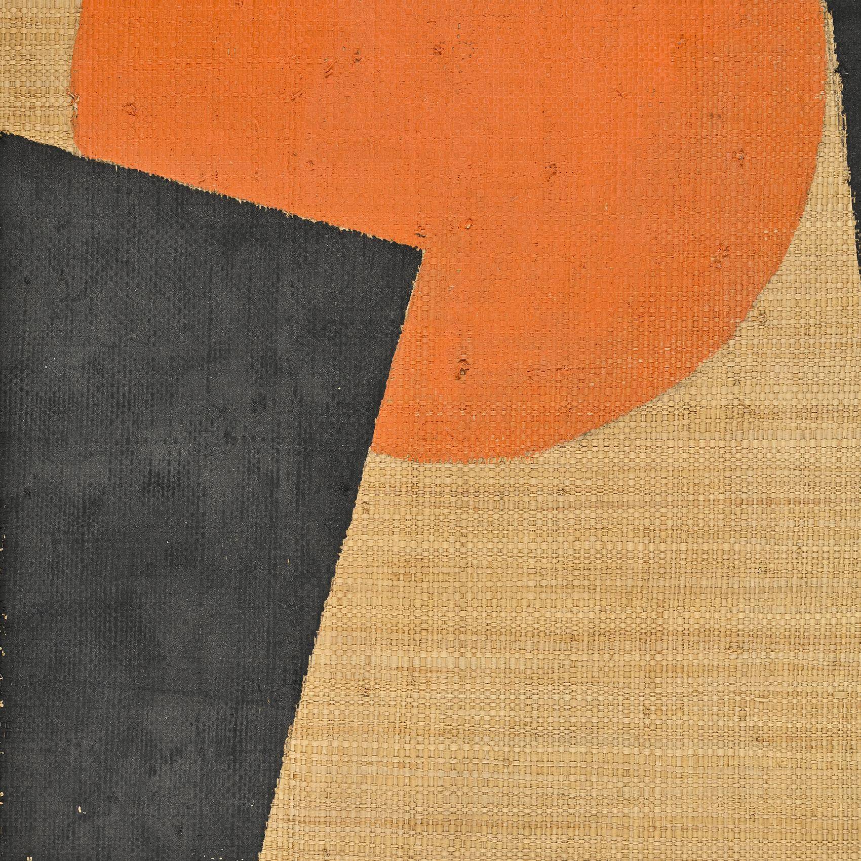 Peinture sur toile de jute par Hans Peter, Suisse vers 1975