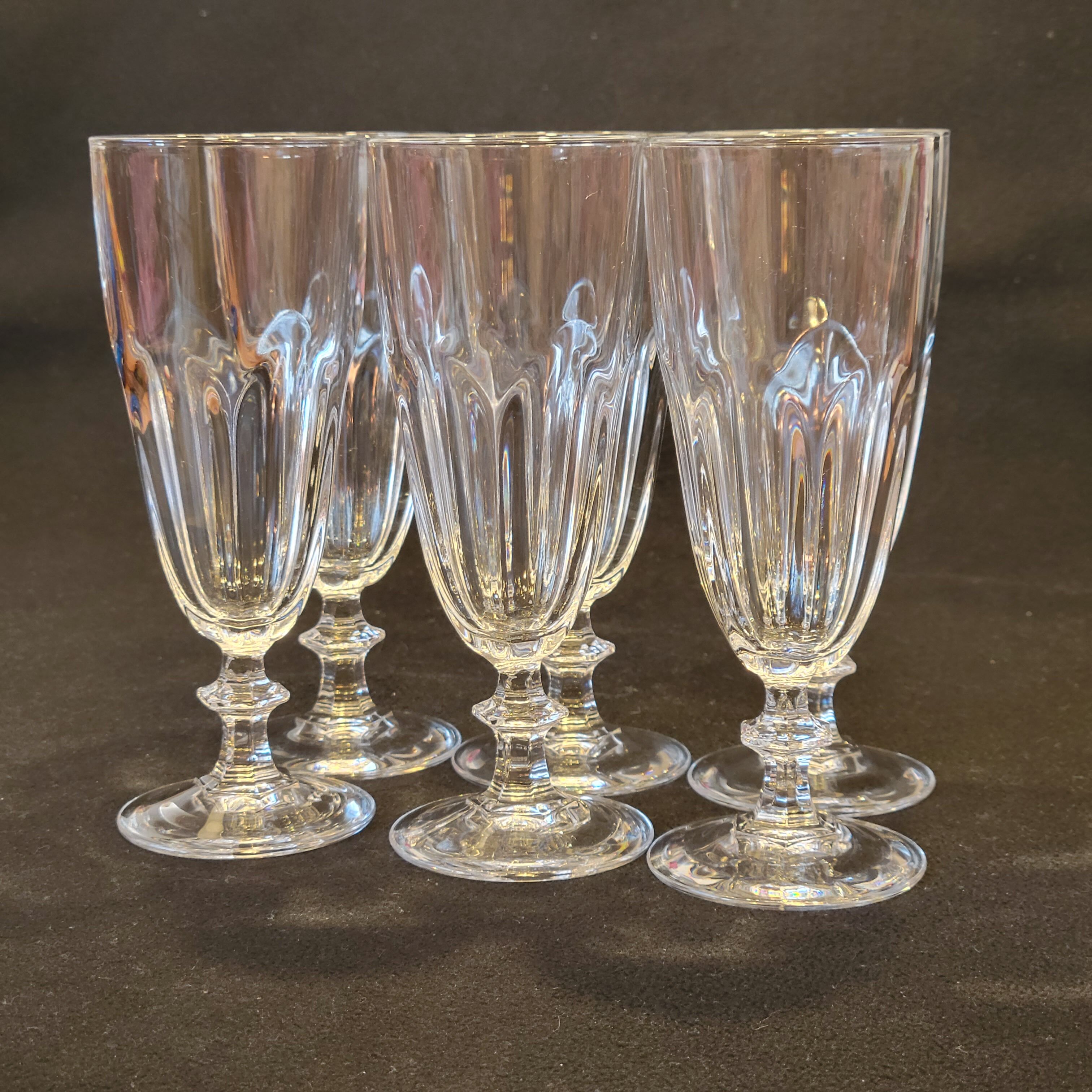 6 glasses champagne flutes Cristal d'Arques Rambouillet